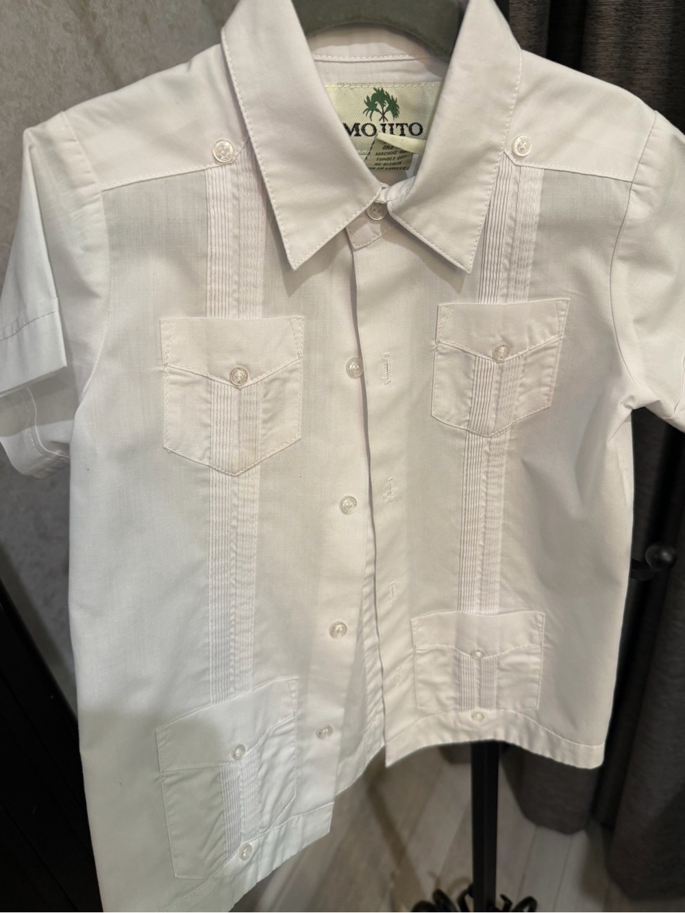 Mojito White Short Sleeve Guayabera Shirt size 3T like new